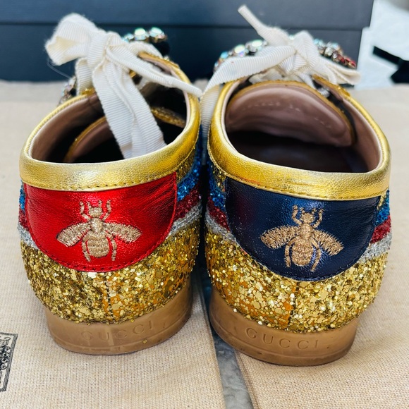 Gucci 494609 Multicolor Glitters Heart Rhinestones Sneakers Shoes w/ Dustbag/box - Picture 5 of 16